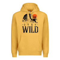 Mustard stay wild illustration with mountain Premium Hoodie - artisFamous