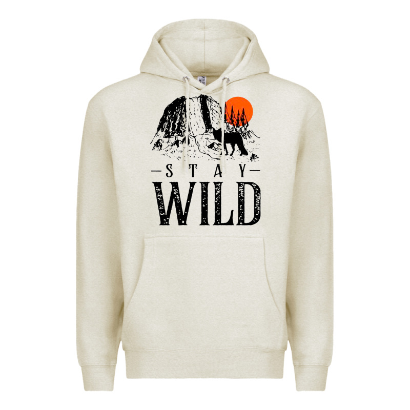 Stay Wild Illustration With Mountain Premium Hoodie by artisFamous | Teevron