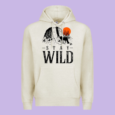 Stay Wild Illustration With Mountain Premium Hoodie Designed By Artisfamous
