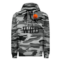 Slate Camo stay wild illustration with mountain Premium Hoodie - artisFamous