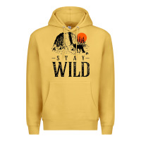 Antique Gold stay wild illustration with mountain Premium Hoodie - artisFamous