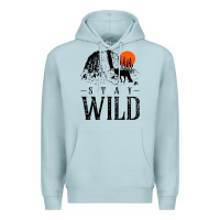 Blue Mist stay wild illustration with mountain Premium Hoodie - artisFamous