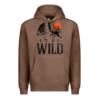 Chestnut stay wild illustration with mountain Premium Hoodie - artisFamous