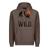 Coffee stay wild illustration with mountain Premium Hoodie - artisFamous