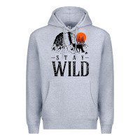 Heather Grey stay wild illustration with mountain Premium Hoodie - artisFamous