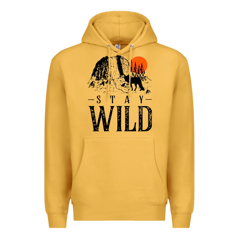 Stay Wild Illustration With Mountain Premium Hoodie by artisFamous | Teevron