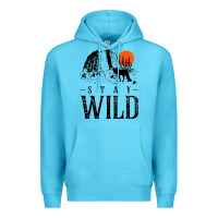 Ocean Blue stay wild illustration with mountain Premium Hoodie - artisFamous
