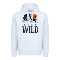 White stay wild illustration with mountain Premium Hoodie - artisFamous