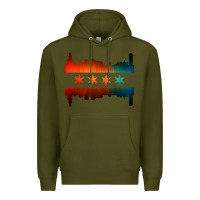 Army Green chicago flag skyline Premium Hoodie - artisFamous