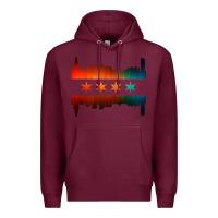 Burgundy chicago flag skyline Premium Hoodie - artisFamous