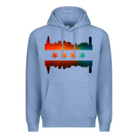 Colony Blue chicago flag skyline Premium Hoodie - artisFamous