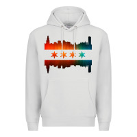 Dove Grey chicago flag skyline Premium Hoodie - artisFamous