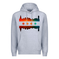 Heather Grey chicago flag skyline Premium Hoodie - artisFamous