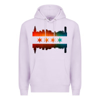 Lilac chicago flag skyline Premium Hoodie - artisFamous