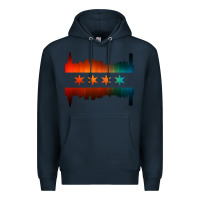 Navy chicago flag skyline Premium Hoodie - artisFamous
