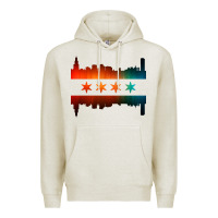 Oatmeal Heather chicago flag skyline Premium Hoodie - artisFamous