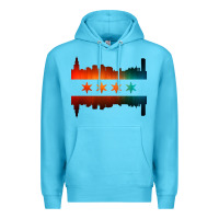 Ocean Blue chicago flag skyline Premium Hoodie - artisFamous