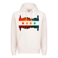 Pale Pink chicago flag skyline Premium Hoodie - artisFamous