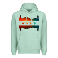 Seafoam chicago flag skyline Premium Hoodie - artisFamous