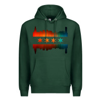 Sports Green chicago flag skyline Premium Hoodie - artisFamous