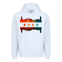 White chicago flag skyline Premium Hoodie - artisFamous