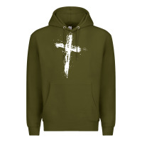 Army Green cross Premium Hoodie - artisFamous