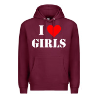 Burgundy i love girls Premium Hoodie - artisFamous
