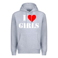 Heather Grey i love girls Premium Hoodie - artisFamous