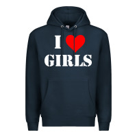 Navy i love girls Premium Hoodie - artisFamous