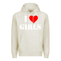 Oatmeal Heather i love girls Premium Hoodie - artisFamous