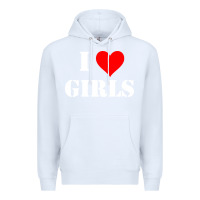 White i love girls Premium Hoodie - artisFamous