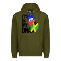 Army Green jamaican and haitian mix flag dna heritage Premium Hoodie - artisFamous