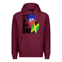 Burgundy jamaican and haitian mix flag dna heritage Premium Hoodie - artisFamous