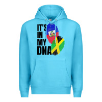 Ocean Blue jamaican and haitian mix flag dna heritage Premium Hoodie - artisFamous