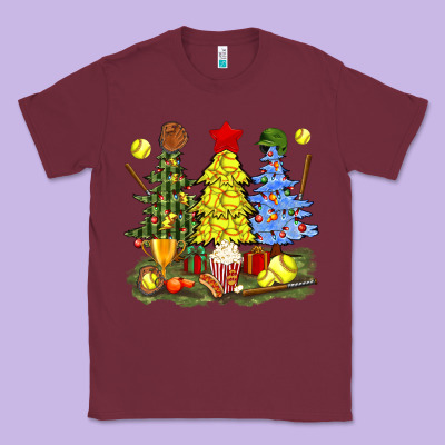 Christmas With Softball Trees Bbs Classic Tee Designed By Bundleandbundleshop