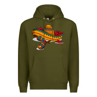Army Green maracas sombrero mexican Premium Hoodie - artisFamous