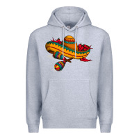 Heather Grey maracas sombrero mexican Premium Hoodie - artisFamous