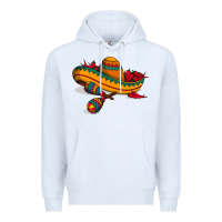 White maracas sombrero mexican Premium Hoodie - artisFamous