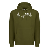 Army Green heartbeat recumbent bicycle bike cyclist biking Premium Hoodie - artisFamous