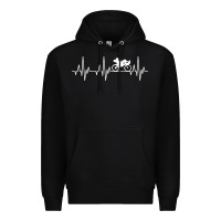 Black heartbeat recumbent bicycle bike cyclist biking Premium Hoodie - artisFamous