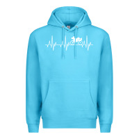 Ocean Blue heartbeat recumbent bicycle bike cyclist biking Premium Hoodie - artisFamous