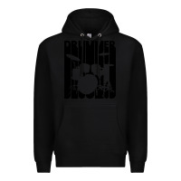 Black vintage retro drummer Premium Hoodie - artisFamous