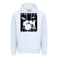 White vintage retro drummer Premium Hoodie - artisFamous