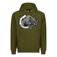 Army Green Rhino Premium Hoodie - artisFamous