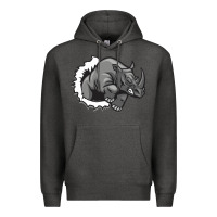 Charcoal Heather Rhino Premium Hoodie - artisFamous