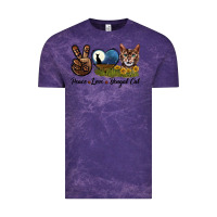 Cloud Purple Peace Love Bengal Cat Head Vintage Tee - LillyAllenDesigns