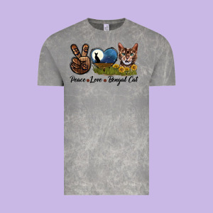 Peace Love Bengal Cat Head Vintage Tee Designed By Lillyallendesigns