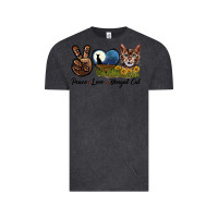 Vintage Black Peace Love Bengal Cat Head Vintage Tee - LillyAllenDesigns