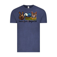 Vintage Denim Peace Love Bengal Cat Head Vintage Tee - LillyAllenDesigns