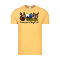 Vintage Mustard Peace Love Bengal Cat Head Vintage Tee - LillyAllenDesigns